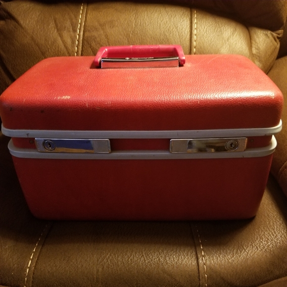 Carry on Suitcase, Samsonite Train Case Vintage 80s Storage Case Makeup Case